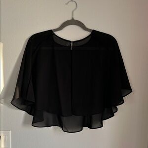 Elegant Black Sheer Cape Top